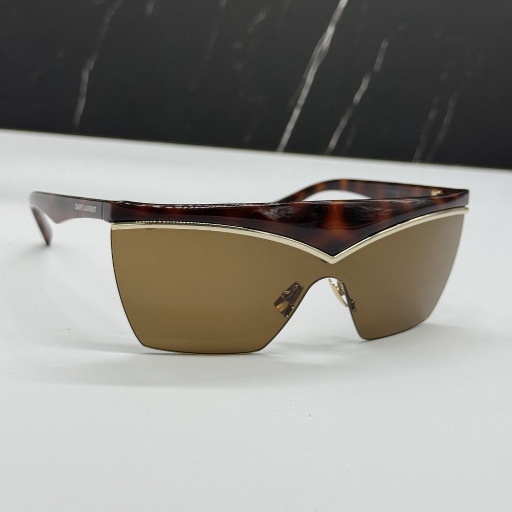 NEW SAINT LAURENT SUNGLASSES HAVANA WOMEN EYEWEAR SAINT LAURENT SL614 MASK 002
